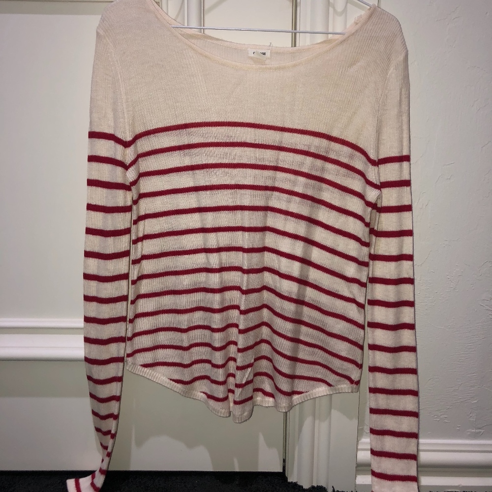 Red and Cream Stripe Knit Sweater